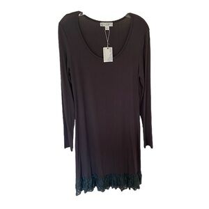 NWT Dark Grey Dress with Lace Trim
